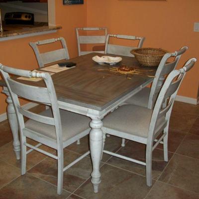 ***BIN***  8pcs. Liberty Whitney Table with 6 chairs & 1 Leaf, $1,200.00