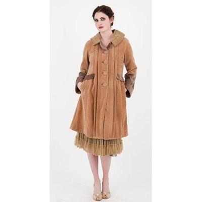 Nataya T-378 Vintage Velvet Ruffle Coat