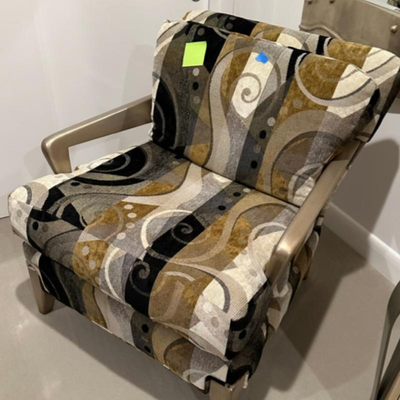 $150 custom upholstered lounge chair & ottoman	