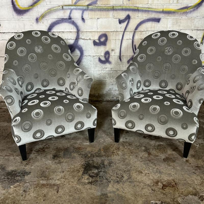 $150 pair of custom velvet lounge chairs	