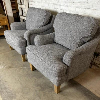 $200 pair of upholstered lounge chairs	