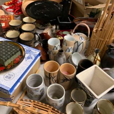 various dishes and collectibles