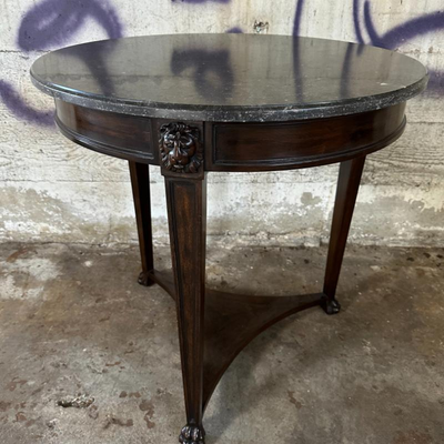 $120 marble topped mahogany lamp table	