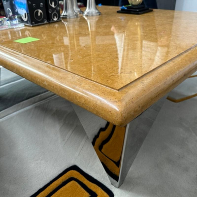 $850 large square custom granite topped coffee table 