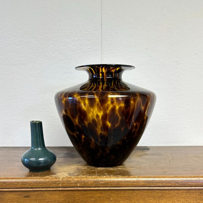 $80 brown hand blown glass vase	
