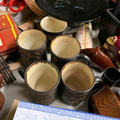 various dishes and collectibles