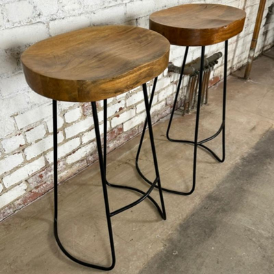$60 wood and metal counter stools	