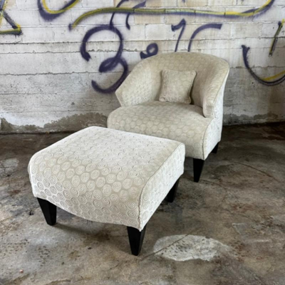 $350 custom lounge chair and ottoman	