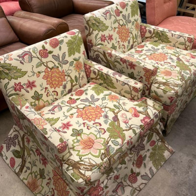 $80 vintage floral pattern lounge chairs	