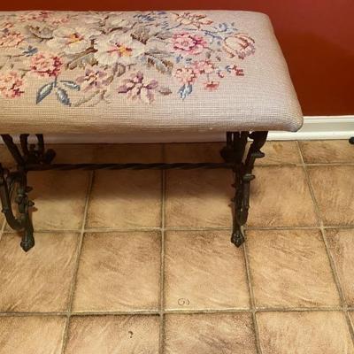Antique Embroidered Bench 