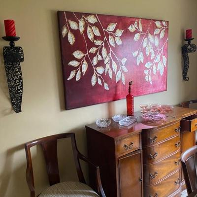 Make A Statement!! Stunning Red/Gold Original Oil  Painting.