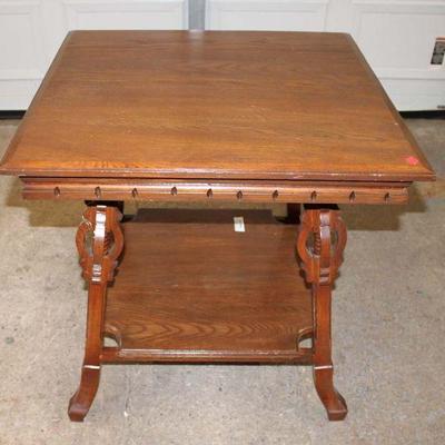 245: Antique Victorian oak parlor table approx. 28" w x 28" d x 28" h