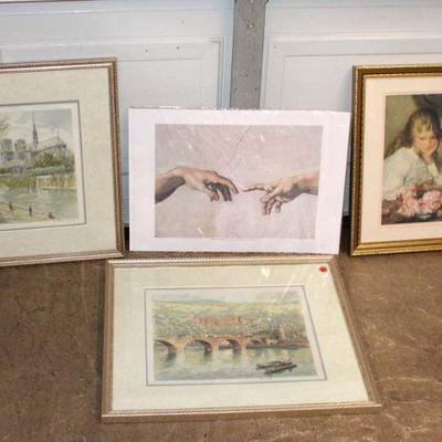369: 4 pieces of vintage prints, Various Sizes