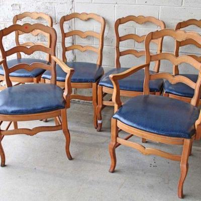 281: Set of 6 Country French style dining room chairs, some have been repaired approx. Arm Chairs: 26" w x 20" d x 37" h...
