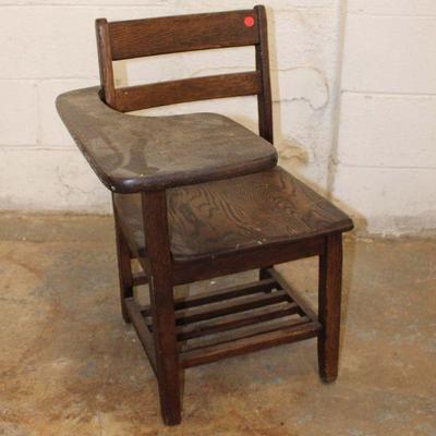 210: Antique oak child's desk chair approx. 19" w x 22" d x 26" h seat height 14"