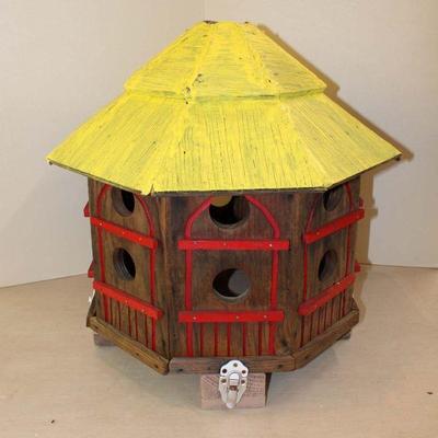 330: Country style hand paint bird condominium approx. 21" diameter x 20" h