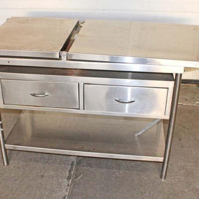 207: Stainless steel medical exam/work 2 drawer table approx. 52" w x 24" d x 29" h opens to 70" w