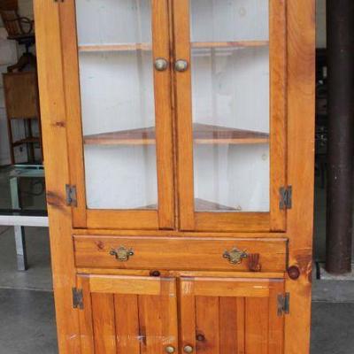 188: Country pine 4 door 1 drawer corner cabinet in as found condition approx. 34