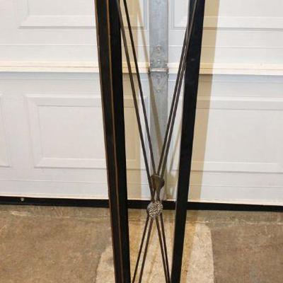 307: French empire style ebonized black pedestal, 1 foot has crack approx. 12" diameter x 48" h