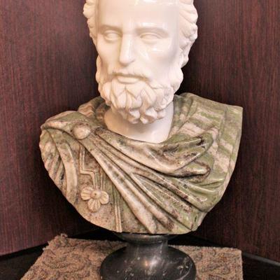 109c: Italian carved Tri Color marble bust of possibly Hippocrates, The Doctor of Medicine approx. 16