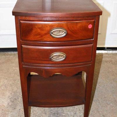 255: Vintage mahogany 2 drawer nightstand approx. 16" w x 14" d x 28" h