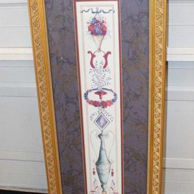 365: Decorator print in gold frame approx. 14" w x 37" h