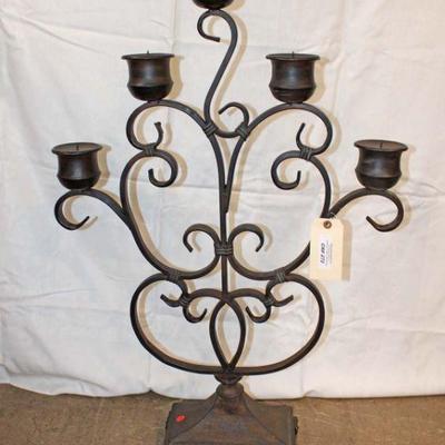 329:Decorative metal 5 burner candelabra approx. 26" w x 7" d x 39" h