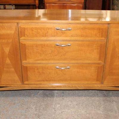 228: Red Lion mid century modern walnut 3 drawer 2 door buffet approx. 64" w x 20" d x 32" h