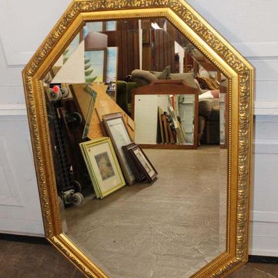 363: Bevel glass gold frame decorator mirror approx. 27" w x 40" h