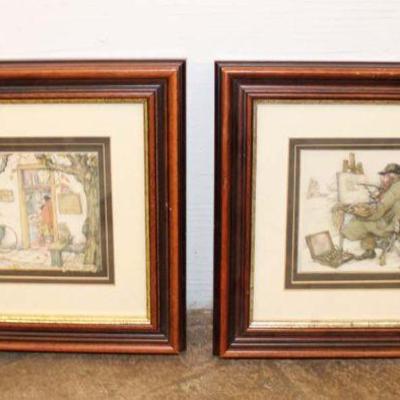 367: Pair of Antone Pieck framed 3D artwork in walnut frames approx. 12" w x 10" h