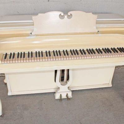 190: Vintage Sohmer and Company from New York painted white queen Anne spinet piano approx. 60