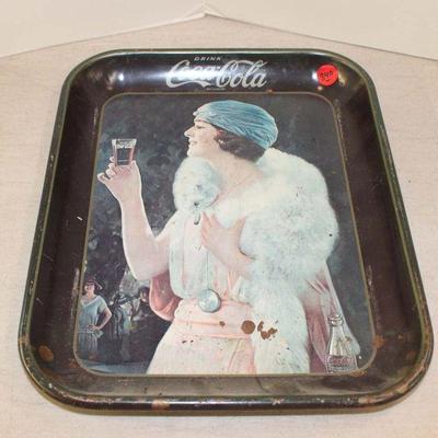 340: Vintage Coca Cola metal tip tray approx. 11" w x 13" d x 1" h