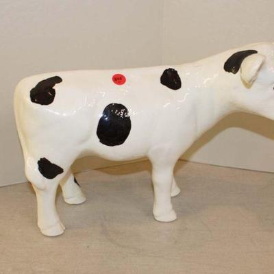 345: Decorative ceramic spotted cow approx. 17" w x 7" d x 12" h
