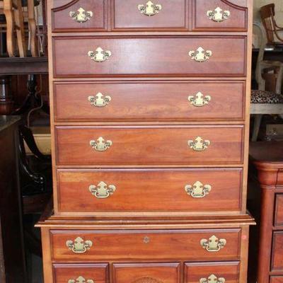 294: 2pc American Drew cherry queen Anne high boy approx. 36" w x 19" d x 82" h top 51" h