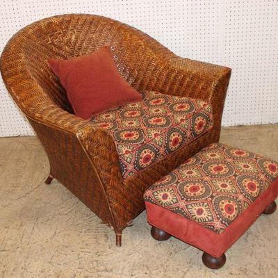 317: 2pc Woven Wicker club chair and ottoman approx. 36" w x 36" d x 34" h seat height 18" Ottoman: 22" w x...