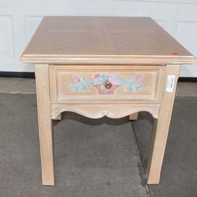 272: New Country Gear Guild Hall paint decorated 1 drawer lamp table approx. 24" w x 28" d x 25" h
