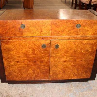 153: Mid century modern Century Furniture burl walnut 1 drawer 2 door server approx. 40