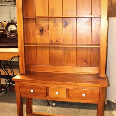 123: 2pc country knotty pine hutch top buffet approx. 48