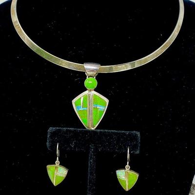  Navajo James Lee Jewelry- Green TURQUOISE & Opal
