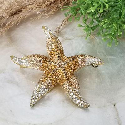 Carolee Crystal Starfish Pin Brooch