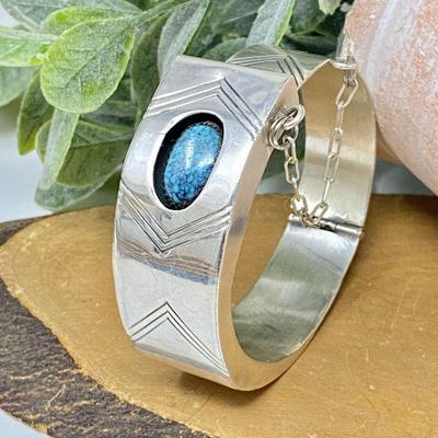  H. Spencer Navajo Spiderweb Turquoise and Sterling Bracelet