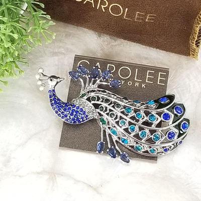 Carolee Peacock Crystal Pin Brooch