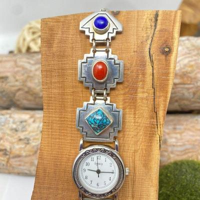  Vintage Sterling & Gemstone Band w/ Legacy watch