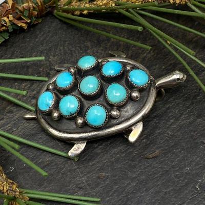 Sterling & Turquoise Brooch
