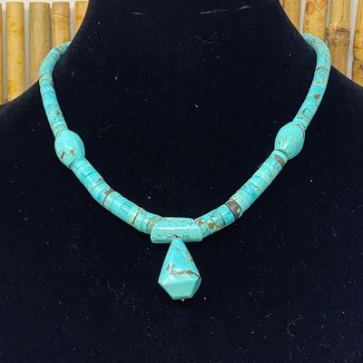  Genuine Turquoise Stone Necklace - Native American