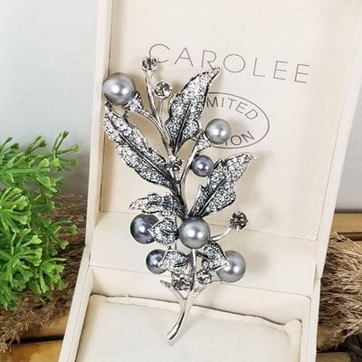 Carolee Black Pearl and Crystal Pin