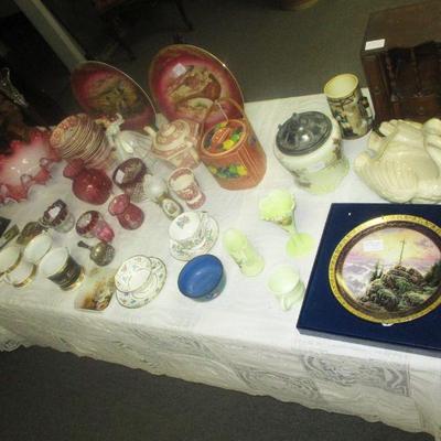Assorted German Hunt Plates, China and Glassware