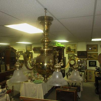 Lg Victorian Brass Chandelier