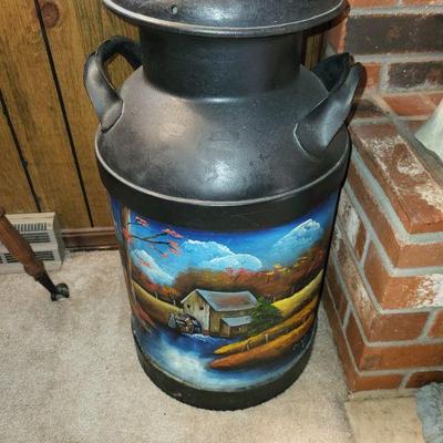 Hand painted milk can