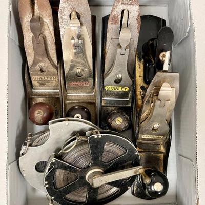 Tools wood planes tape measures 
